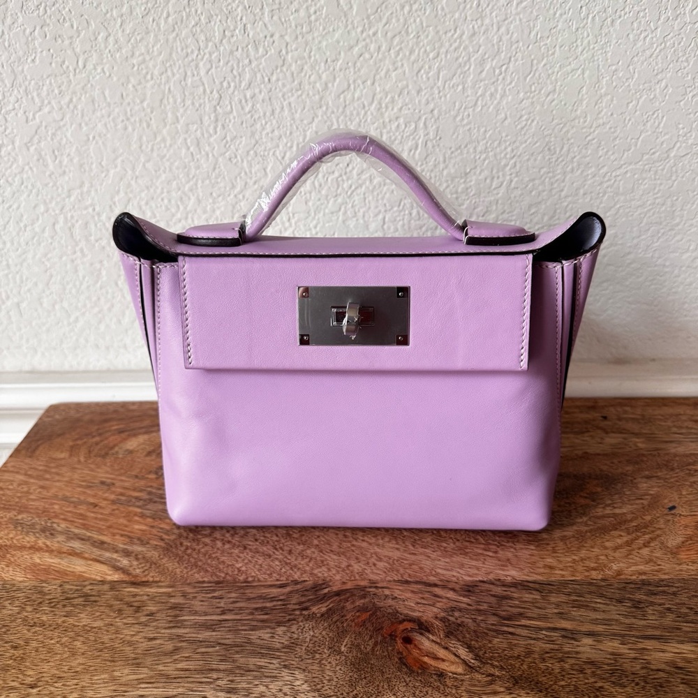 LEATHER INSIDE & OUT Lavender Purple Mini 2424 Satchel Convertible Bag
